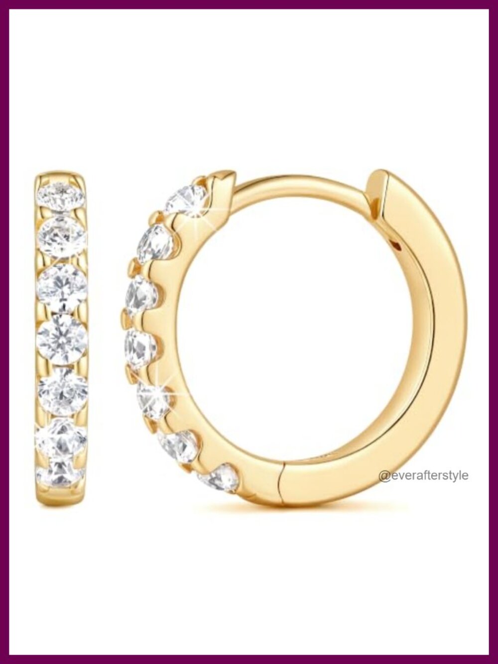 14K Gold Plated Half Pavé Hoop Earrings for Women Huggie Small Gold Hoops